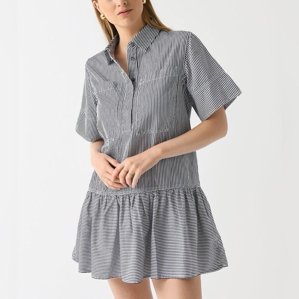 Simkhai Cris Shirt Mini Dress in Midnight Navy Stripe 100% Cotton Size XS